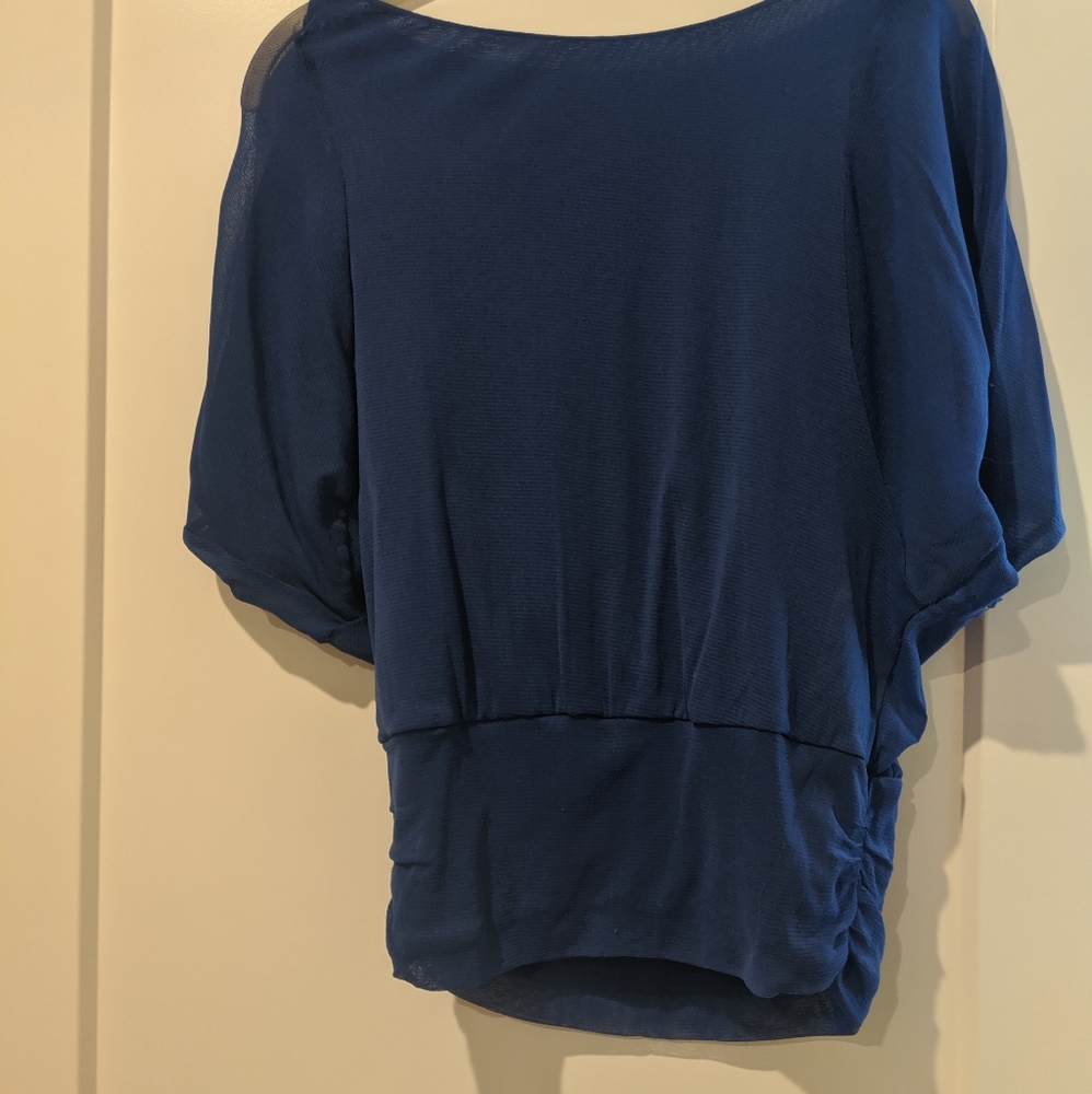 BCBG Generation Blue Chiffon Backless Top